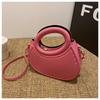 Bolso de mano fresco y dulce, pequeño, de rayas de color liso, para mujer, bolso de viaje informal de estilo occidental, bolso de hombro redondo