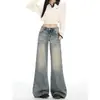 Jeans Personalizados para Mujer Primavera Otoño 2026 Nuevo Estilo Color Claro Retro Sueltos Pierna Recta Adelgazantes Pantalones Largos hasta el Suelo