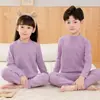 Conjunto de Ropa Interior Térmica de Lana y Seda de Otoño para Niños y Niñas, Bebés y Niños Mayores, Pijama Térmico de Algodón