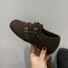Zapatos Planos Versátiles Mary Jane de Cuero con Punta Cuadrada Tallada de Doble Botonadura Estilo Retro Británico 2026 Otoño/Invierno para Mujer Aumentadores de Altura Interna