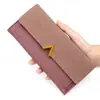 Cartera Larga Estilo Coreano para Mujer al por Mayor Bolso de Mano Nuevo para Exportación Color Sólido Cremallera Simple Ranuras Múltiples para Tarjetas Estudiante