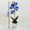 Orquídea Phalaenopsis Artificial Planta en Maceta de 4 Flores Set Adorno Decorativo para Sala de Estar Decoración de Planta en Maceta de Orquídea Phalaenopsis Planta Artificial