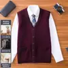[Descuento de Outlet] Chaleco 100% Lana Pura para Hombre, Chaleco Cardigan, Chaleco de Lana con Cuello en V para Personas de Mediana Edad y Mayores