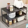 Estante de almacenamiento para encimera de cocina, soporte para ollas extensible, estante de almacenamiento multifuncional para microondas y olla arrocera para el hogar