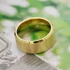 Anel Ovelo Fashion Dourado Fosco Joia de Aço Feito à Mão Tendência Europeia e Americana Anel Único Robusto Masculino