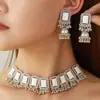 Moda Transfronteriza Europea y Americana Estilo Retro Indio Collar con Pintura al Óleo para Mujer Juego de Joyería con Pendientes de Carrillón de Viento Estilo Pintura al Óleo Gama Alta