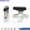 Fornecer válvula de esfera de três vias tipo munhão com rosca interna 1/4NPT, válvula de esfera reversível de três vias de duas posições