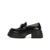 Mãe Escolha UvaMocassins Slip-On com Fivela Dourada Arc de Triomphe, Sapatos Femininos de Couro com Aumento de Altura de 6CM