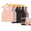 Colete Térmico Patchwork 100% Lã para Mulheres com Patches Frontais e Traseiros, Forrado com Fleece e Espessado para Aquecimento, Adequado como Camada Base de Colete Térmico