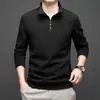 Camiseta de manga comprida com gola alta outono e inverno masculina POLO Sugiyama novo suéter de meia zíper para meia-idade camisa masculina