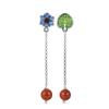 Pendientes de hoja de loto azul quemado en plata S925 de Golden Deer King, elegantes y largos con borlas y cuentas de jade rojo del sur de Hetian.