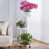 Suporte de Flores de Ferro Móvel com Rodas, Rack de Plantas Verdes de Chão para Sala de Estar Varanda, Suporte de Vasos de Flores Doméstico para Interior e Exterior
