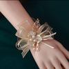 Corsage de pulso casamento noiva damas de honra flor de pulso casamento melhor amiga pulseira estilo floresta crianças dança flor de pulso