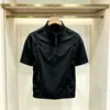 Camiseta de Verano para Hombre Simple con Parches de Malla, Cuello Alto, Media Cremallera, Manga Corta, Transpirable para Exteriores, Casual, Versátil