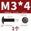 Parafusos Sextavados Grandes de Aço Inoxidável 304 Pretos, Parafusos Grandes de Cabeça Chata, Parafusos com Cabeça Cilíndrica Arredondada (Cabeça Cogumelo) M2-M8