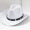 Sombrero de Vaquero Occidental Decorado con Banda Negra Transfronteriza Sombrero para Fiesta de Música al Aire Libre Sombrero de Lana Estilo Británico Otoño e Invierno