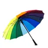 Guarda-chuva à prova d'água, Guarda-chuva arco-íris, Guarda-chuva longo de 16 varetas resistente ao vento para homens e mulheres, Guarda-chuva reto automático com cabo, Guarda-chuva para proteção solar ao ar livre no atacado