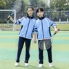 Conjunto de Uniforme Escolar Primário e Secundário Primavera e Outono Peça Dupla Roupa Esportiva para Grupo Estilo Preppy Uniforme de Turma para Ensino Fundamental II e Ensino Médio Logo