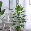 Estilo Escandinavo Planta Verde Simulada Folha de Cânhamo Árvore do Dinheiro Árvore Falsa Planta Artificial Grande em Vaso de Chão Decoração de Casa