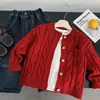 Suéter de Outono para Meninos Muye Cardigan de Tricô Jaqueta Bordada Estilo Coreano Infantil Roupas Infantis de Huzhou Zhili Roupas para Bebês