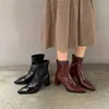 Botas delgadas de PU para mujer botas elásticas otoño e invierno nuevo estilo coreano punta fina cremallera trasera tacones altos gruesos 7cm botines elásticos para mujer