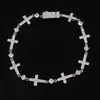 Hip-Hop Europeu e Americano Transfronteiriço Fivela de Mola 5mm Colar Cruzável Luxo Acessível Nicho Pulseira de Zircônia Joias Masculinas Personalização