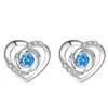 Brincos de diamante de rosa rotativa simples pequeno temperamento eterno brincos de coração aniversário presente de dia dos namorados