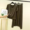 Conjunto de camiseta de malha modal com decote V para mulheres, conjunto de duas peças fino de verão com top e saia longa, vestido casual de dança yoga plus size
