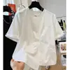 2026 Nuevo Estilo de Verano Tops Únicos y Hermosos para Mujer, Tops de Alta Gama con Pliegues Irregulares de Media Manga Super Bonitos