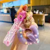 Chaveiro de Letra Criativo Preenchido com Óleo Moda Feminina Colorido Pingente de Bola Flutuante Anel de Chaveiro para Bolsa de Casal