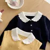 Ningli Estilo Coreano 2026 Otoño Nueva Llegada Niña Bebé Suave Jacquard Hueco Cuello de Muñeca Cárdigan de Punto