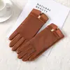 Guantes de Cuero Cálidos para Mujer Pu Para Exteriores Lindos de Invierno Forrados de Felpa A prueba de Viento para Ciclismo A Prueba de Frío para Conducir Engrosados Guantes con Pantalla Táctil