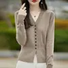 Coleção Outono 2026 Tricô Feminino Cardigã de Gola V Suéter Feminino Suéter Casaco de Pelúcia Veludo Andy Estilo Coreano Atacado Dropshipping
