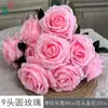 9 Rosas Redondas, Rosas Manta, Flores Artificiales Frescas para Decoración de Interiores B&B, Filas de Flores Artificiales para Pared de Fondo de Restaurante