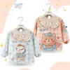 Avental Infantil Outono e Inverno Roupa Externa Manga Longa Impermeável e Anti-Sujeira para Bebês Macho e Fêmea Babadores de Alimentação Roupa Reversível para Bebê