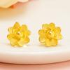 Pendientes de flor de rosa de oro de imitación de 24 quilates chapados en oro pendientes huecos de flor de Bauhinia para mujer nuevos accesorios transfronterizos