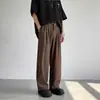 Calça Casual Retrô Americana de Verão e Primavera, Solta, Reta, Marrom, para Adolescentes e Homens, Calça Fina de Treino