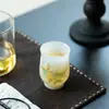 Taza de Té Floral Pintada a Mano de Arcilla de Jade Blanco, Taza Maestra de Cerámica, Taza de Aromas de Porcelana Blanca de Dehua, Juego de Té Kung Fu para el Hogar