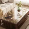 Nuevo mantel para mesa de té estilo chino, cubierta de mesa de té de vidrio suave de PVC semitransparente, protector de mesa de té de caoba de alta gama