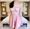 Lingerie sexy com tiras para seios pequenos, camisola de renda francesa com laço, puro desejo, roupa de casa atraente para mulheres plus size