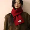Bufanda de Año Nuevo 2025 para Mujer Otoño e Invierno Bufanda Pequeña de Punto Coreana Bufanda de Mezcla de Lana Bufanda Roja Gruesa y Cálida