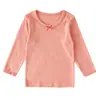 Nuevo estilo de principios de otoño para niñas, conjunto de top y pantalones de algodón puro para otoño, camiseta básica de rayas de cuello redondo para niños, pantalones largos versátiles de manga larga para bebés