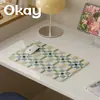 Jogo Americano de Couro Xadrez Marrom e Verde, Estilo Coreano, Versátil, Impermeável, Resistente a Óleo, Limpável com Pano, Lavável, Tapete Isolante Térmico, Mouse Pad de PVC, Base para Tigela