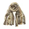 Bufanda Artística Vintage de Algodón y Lino Unisex Moda Rayas de Colores Combinados Collar Largo Corto Viento de Tierra Usada Otoño e Invierno