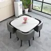 Mesa de Recepção Simples e Combinação de Cadeiras Mesa de Negociação Recepção de Loja Comercial Mesa e Cadeira Mesa Redonda Pequena para Lazer de Escritório