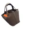 Bolso tipo cesta 2025H Marca Tc Piel de Vaca Semi-cosido a mano Hilo encerado para Mujer, Bolso cubo de alta gama con herrajes de acero, Bolso de mano, Bolso tote