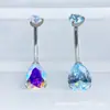 Aleación de Titanio Astmf-136 Espejo Finamente Tallado 8*10 Gota de Agua Grande Clavo de Ombligo G23 Titanio Nuevo Piercing de Ombligo con Rosca Interna