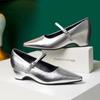 Sapatos Mary Jane com Salto Interno para Mulheres 202 Primavera e Verão Novo Estilo Estilo Francês Bico Quadrado Salto Grosso Sapatos para Roupa de Trabalho Casual Profissional