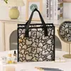 Bolsa de Maquillaje de Malla de Terciopelo con Forma de Corazón, Bolsa de Almacenamiento Multifuncional Portátil Visible, Bolsa Morado Taro, Bolsa Simple de Gran Capacidad