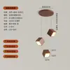 Lámpara de comedor de barra larga con forma de cubo minimalista creativo de estilo medio antiguo, lámpara de noche para dormitorio, lámpara de araña pequeña